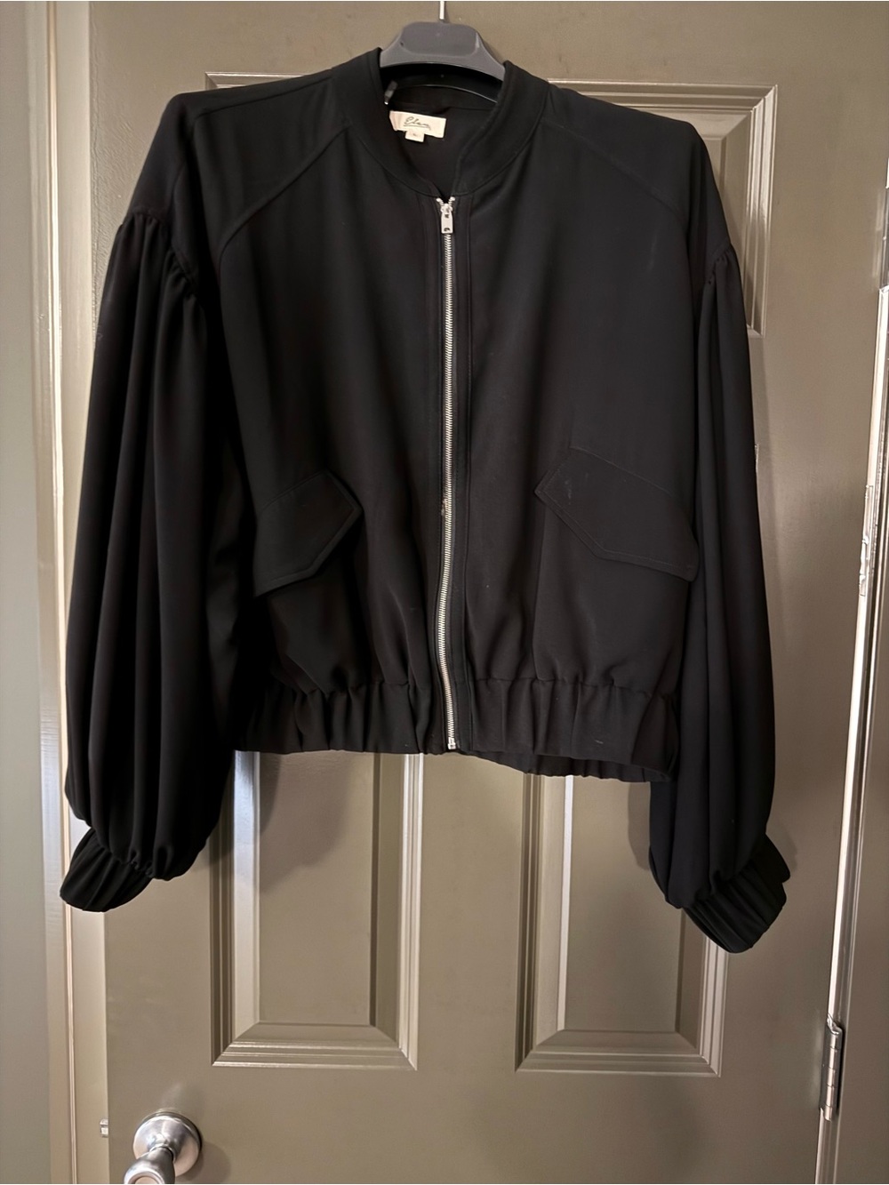 Elan Black Designer Jacket with Balloon Sleeves